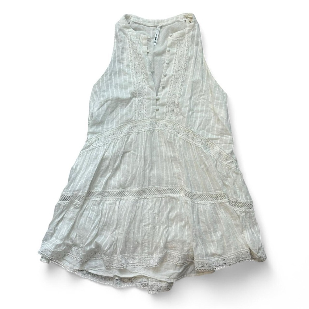 Indikah White Boho Dress babydoll flowy sleeveless lace europe summer vacation